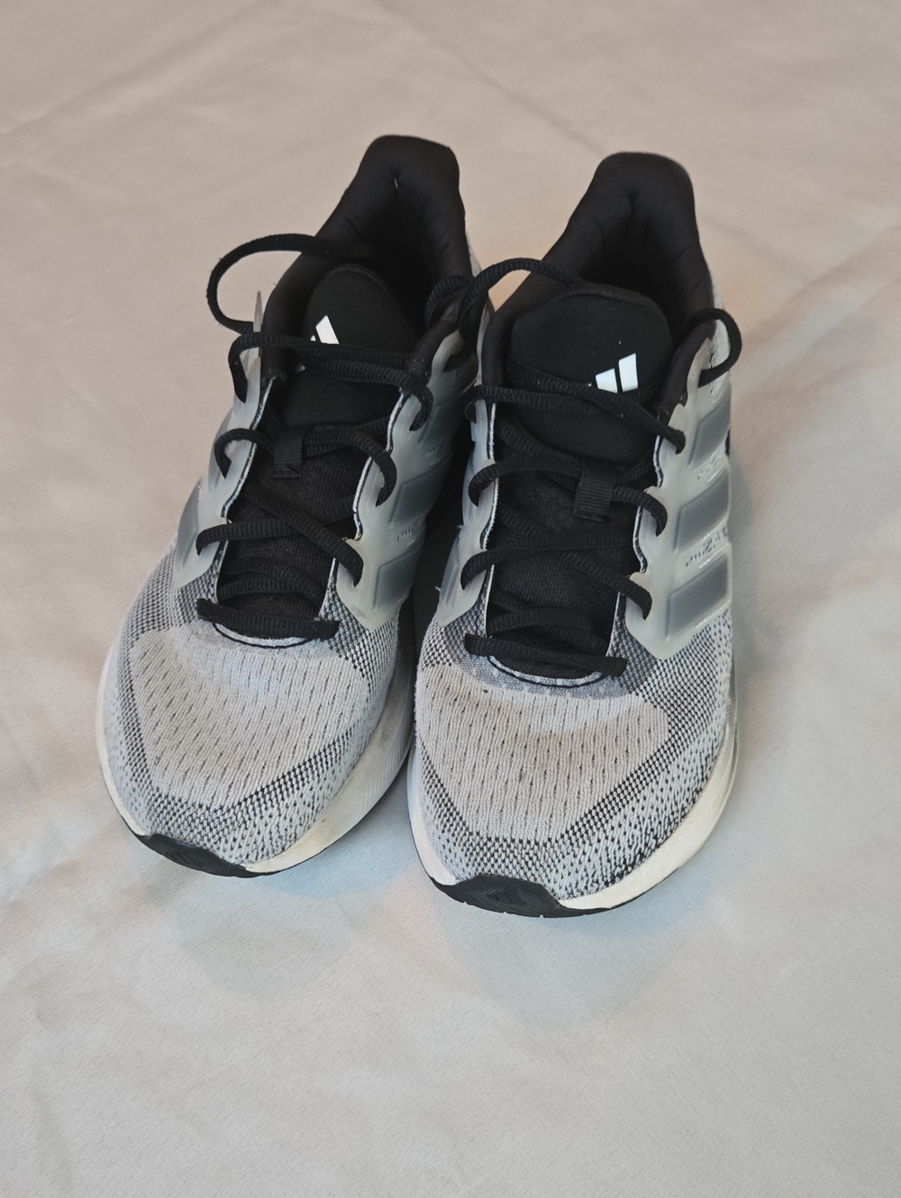 adidas Kids Black and Gray Knit Lace-Up Sneakers